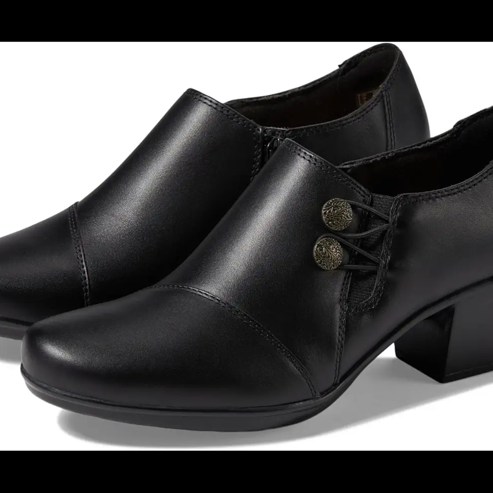Clark's Classic Black Women’s Low Heel Slip-On Shoes